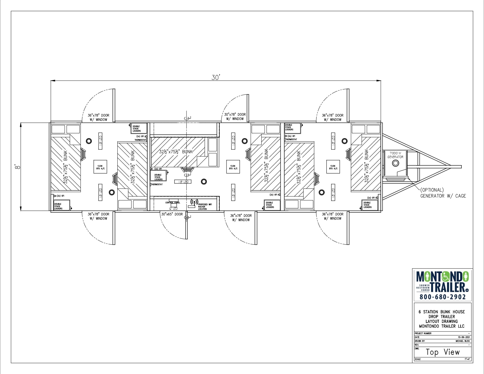 30FT 12 STATION BUNK LAYOUT_page-0001 Bunkhouse Trailer Floorplan 2